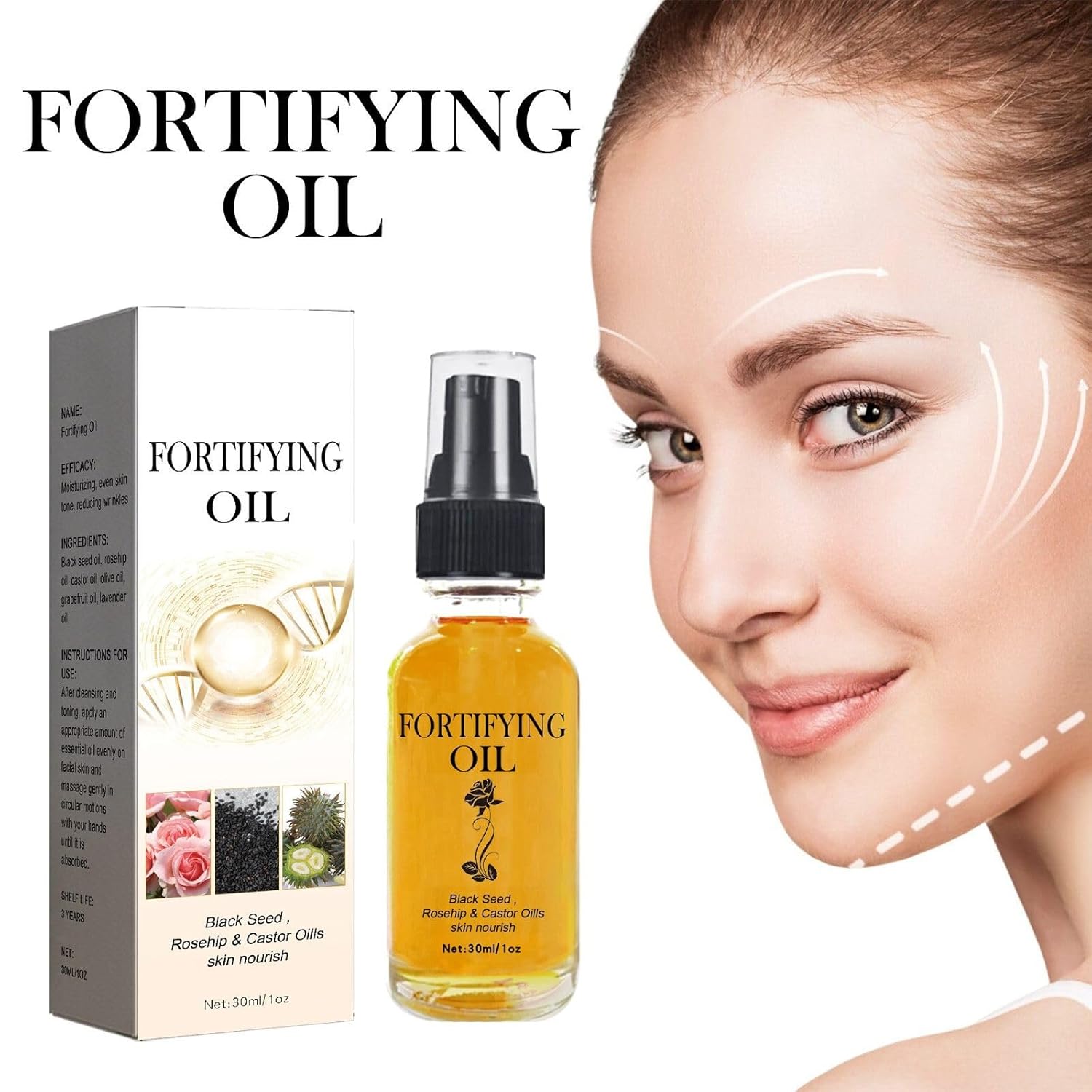 3Pcs Lalena Rosehip Oil,Castor Oil Black Seed Oil Rosehip Oil Face Serum,Facial Moisturizer Organic Natural Face Oil