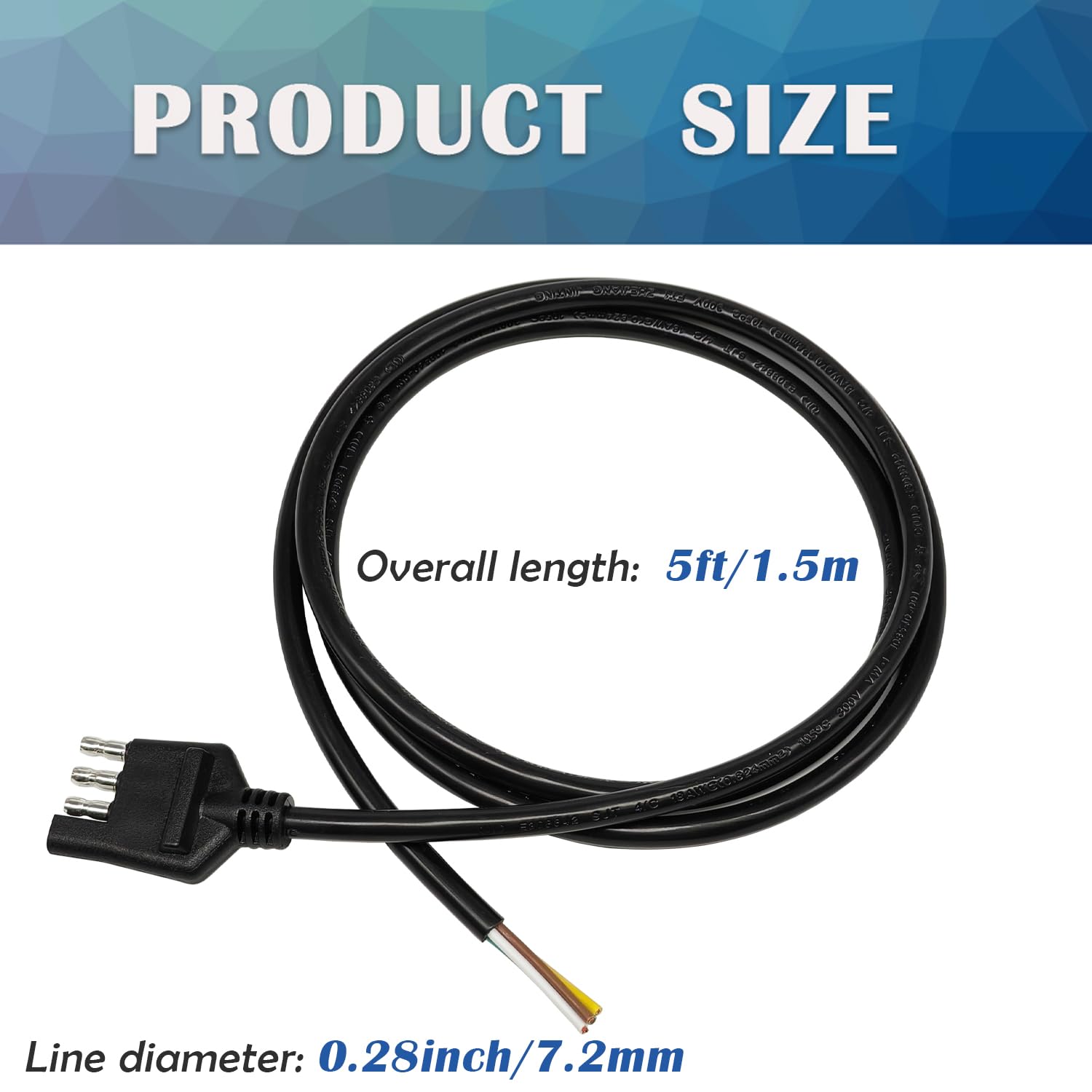 4 Pin Trailer Connector 5FT 18AWG Trailer Wiring Harness 4 Way Heavy Duty Jacketed Extension Cable 4 Way Trailer Plug Kit