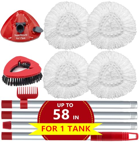 4 Pack Spin Mop Replacement Head Compatible with EasyWring 1 Tank Microfiber, 30-58