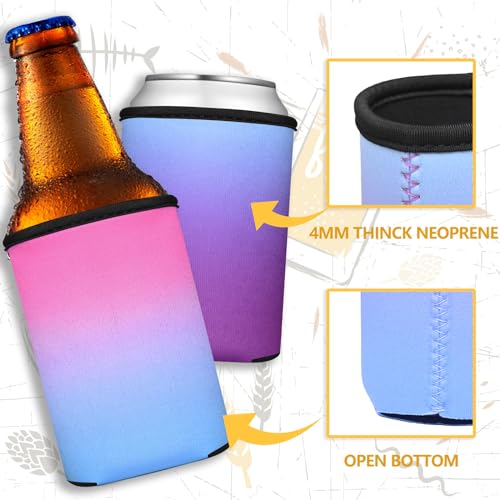 Wegics Slim Can Cooler Sleeves Soft Insulated Blank Neoprene Skinny Can Cooler, HTV Friendly Plain Black Can Sleeves for Soda, Beer & Water Bottles,for Parties Weddings Events Gifts(Glitter,12)
