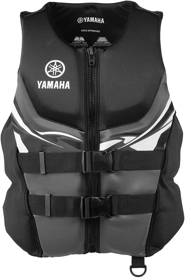 Yamaha Motor Corp. Men's Neoprene Two-Buckle PFD Life Jacket Vest (X-Large, Black/Gray/White) (318 (MAR-22VNE))