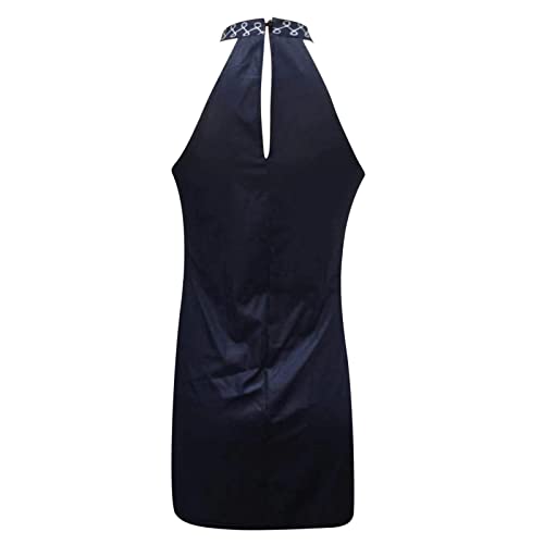 Women's Summer Hollow Out Halter Sleeeveless Mini Dress Casual Floral Printed A Line Cocktail Party Short Sundresses