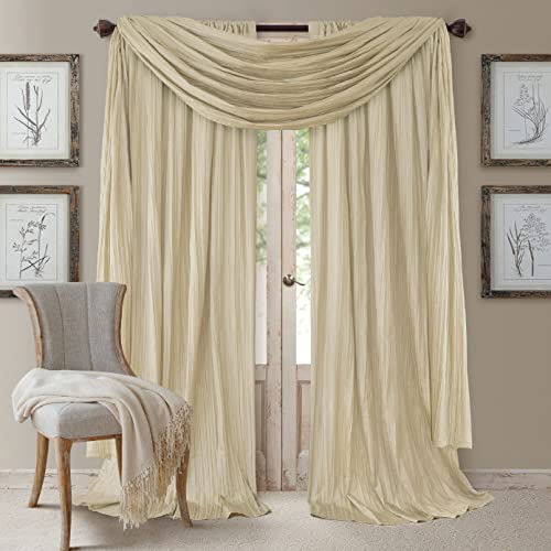 Elrene Home Fashions Athena Faux Crushed-Silk Window Curtain Panel and Valance Set, 52