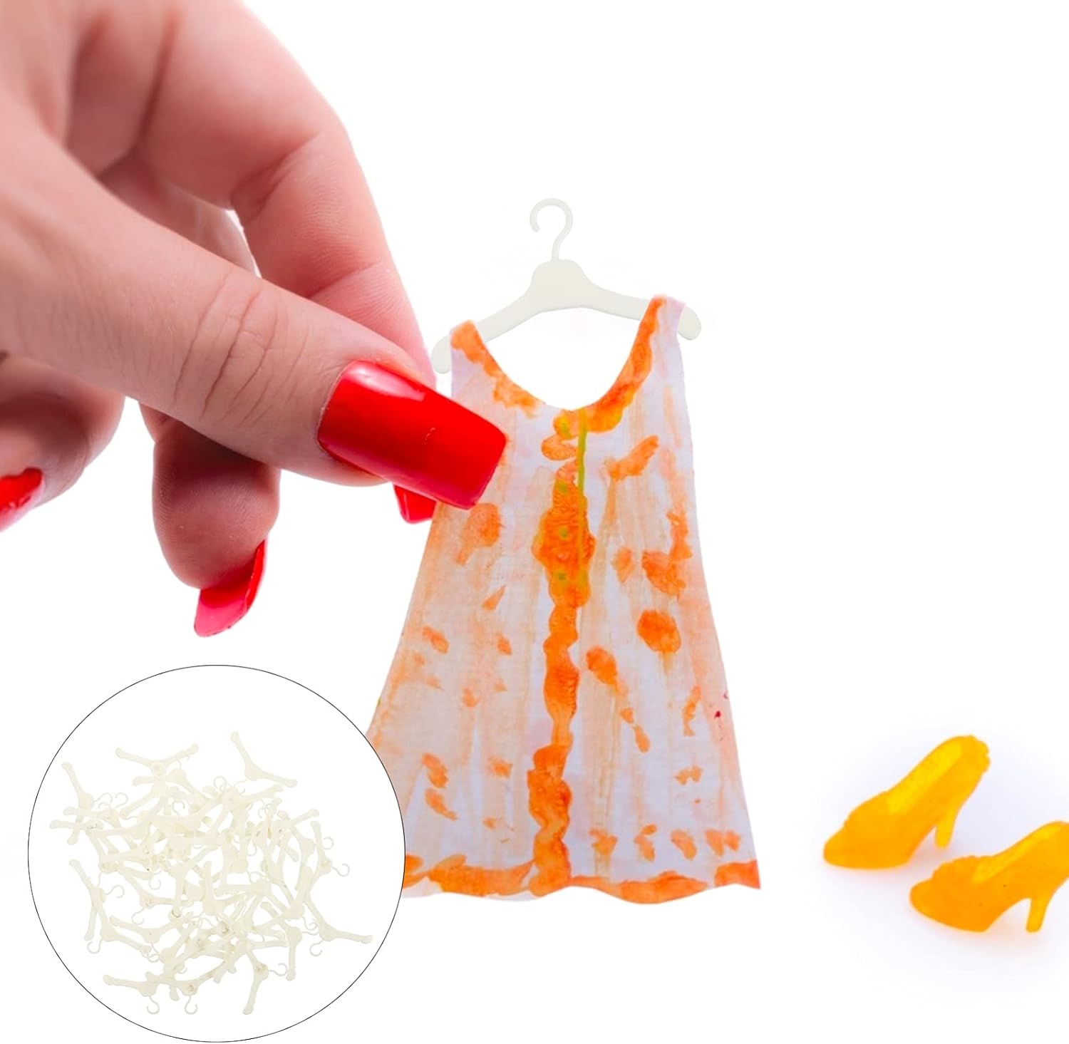 50pcs Doll Hanger Mini Hanger Toys Doll Gown Hangers Holder Miniature Dress Hanger Miniature Coat Hanger Girl Outfit Doll Clothes Hanger Rack Wardrobe Plastic Key Hook White Baby