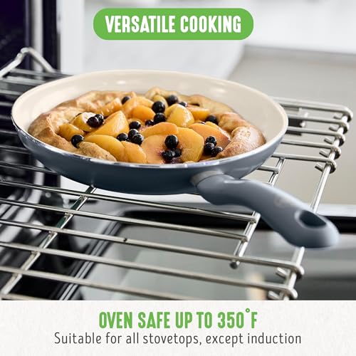 GreenLife Soft Grip 8” Frypan and Spatula Healthy Ceramic Nonstick Breakfast Cookware Set, PFAS-Free, Easy to Clean, Dishwasher Safe, Oven Safe, Stay-Cool Handles, Pink