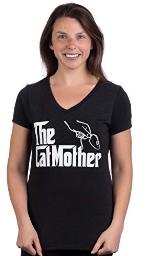 The Catmother | Funny, Cute Cat Mother Mom Owner Pet Kitty Kitten Women V-Neck T-Shirt