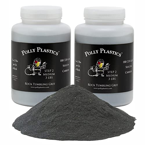 Polly Plastics Rock Tumbler Media Grit Refill, Medium 180/220 Silicon Carbide Grit, Stage 2 for Tumbling Stones (2 Pack) (6 lb.)