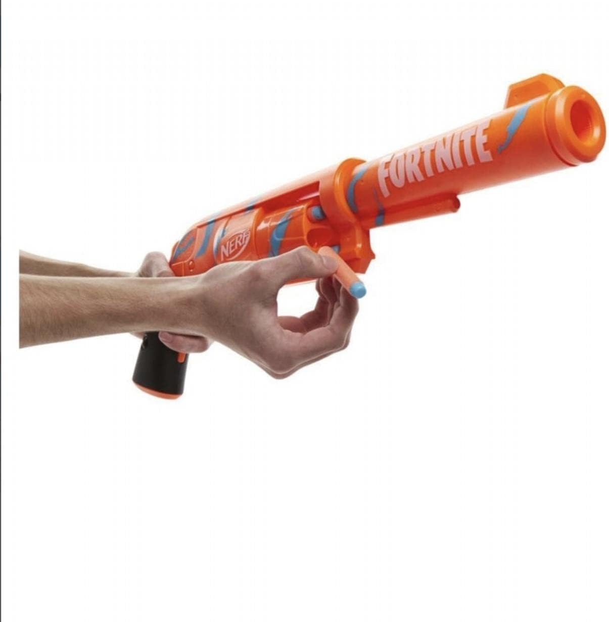 Nerf Fortnite 6-SH Blaster-Camo Pulse Wrap, Hammer Action Priming, Drum, 6 Elite Darts