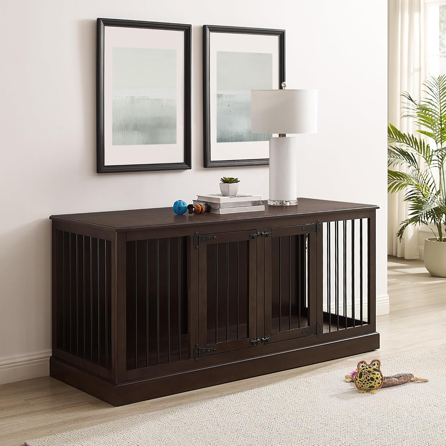 Crosley Furniture Winslow Medium Credenza Pet Crate, Dark Brown