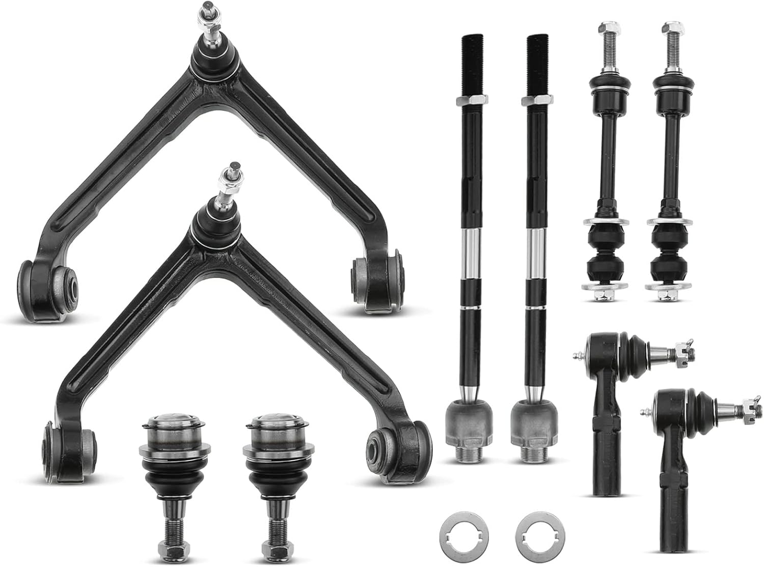 A-Premium 10Pcs Front Suspension Kit, Upper Control Arm Sway Bar Link Lower Ball Joint Inner Outer Tie Rod End, Compatible with Dodge Ram 1500 2002 2003 2004 2005, RWD