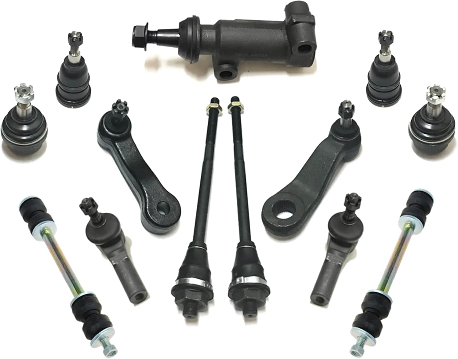 PartsW - 13 Pc Suspension Kit Upper & Lower Ball Joints, Sway Bar Links, Outer Inner Tie Rod Ends, Idler Arm Assembly, Pitman Arm with 3 Groove Spline Fits Chevrolet Avalanche/Chevrolet Silverado/