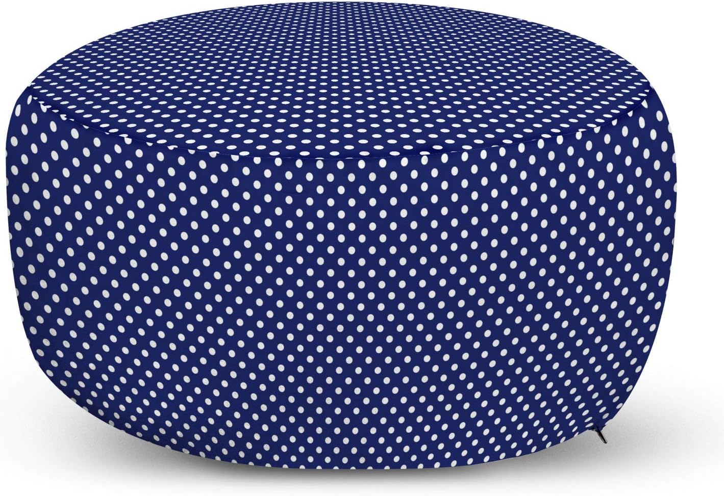 Ambesonne Navy Blue Pouf Cover with Zipper, Old Fashioned Polka Dots Pattern in Marine Colors Retro Nautical Inspiration, Soft Decorative Fabric Unstuffed Case, 30