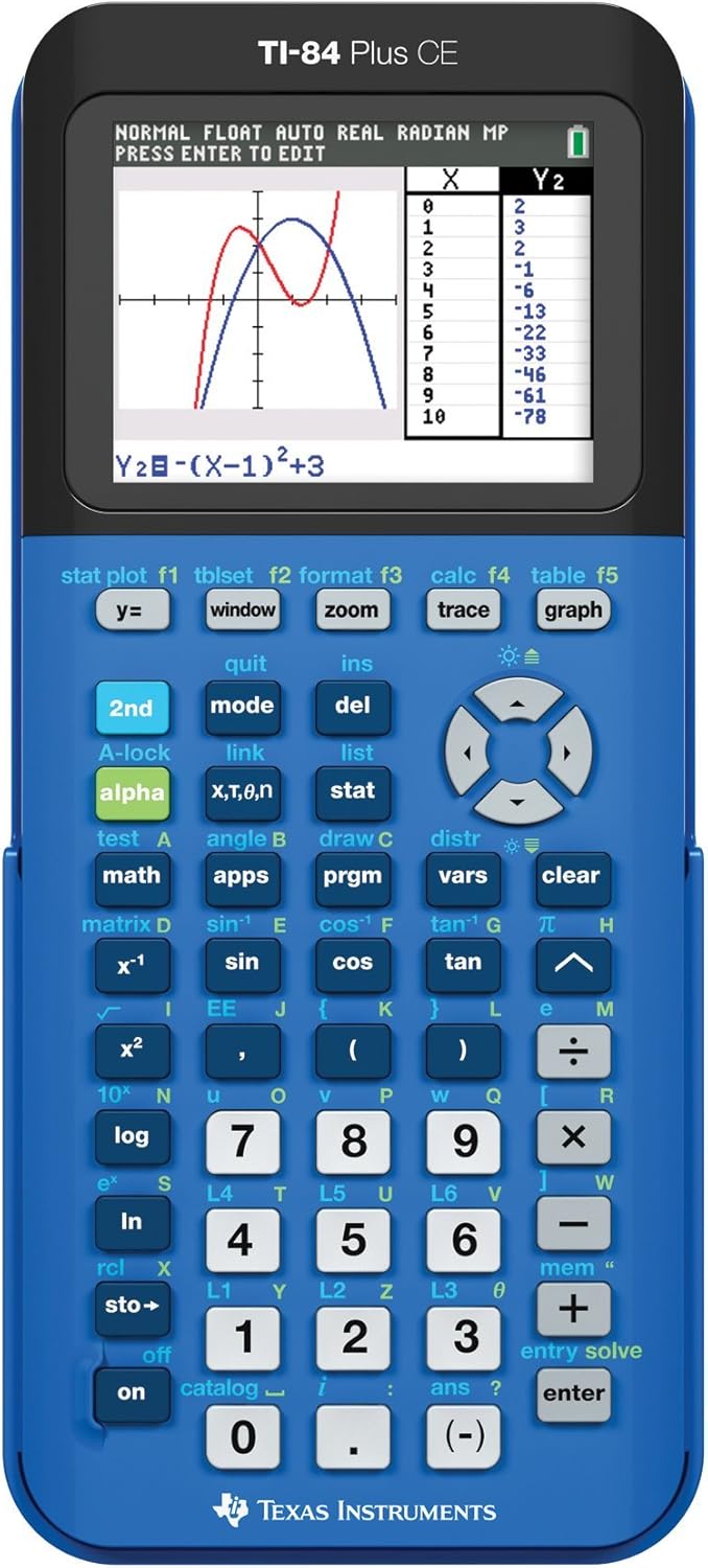 TI-84 Plus CE Color Graphing Calculator, Bionic Blue