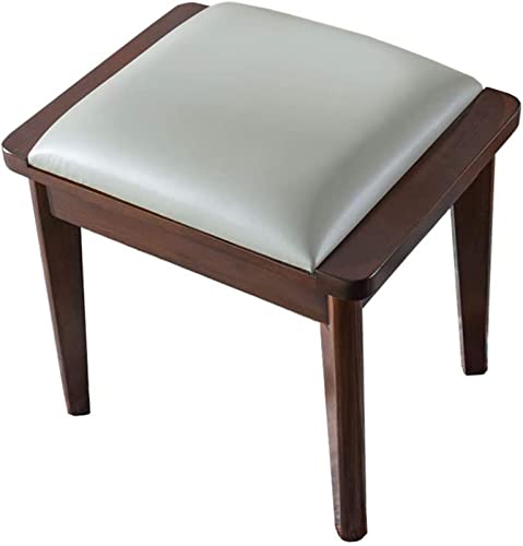 Makeup Vanity Stool Chair for Makeup Room Bedroom, Vanity Benches Solid Wood Dressing Stool Makeup Stool Simple Leather Stool Dining Stool Shoe Bench