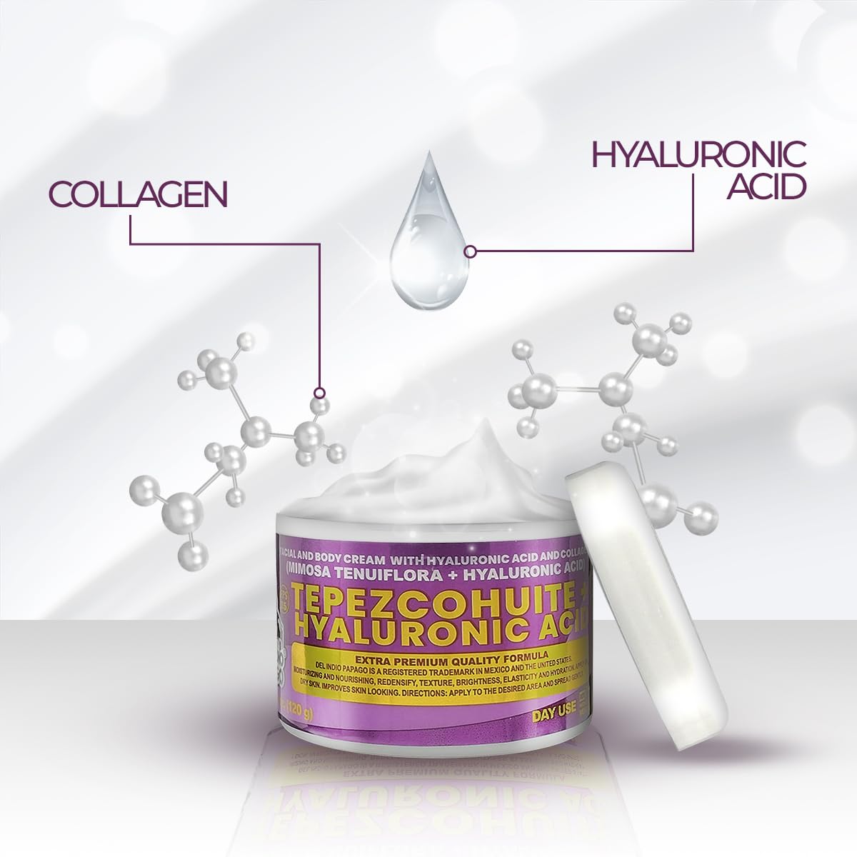 Tepezcohuite + Hyaluronic Acid ULTRA PREMIUM Day Face Cream (4oz)