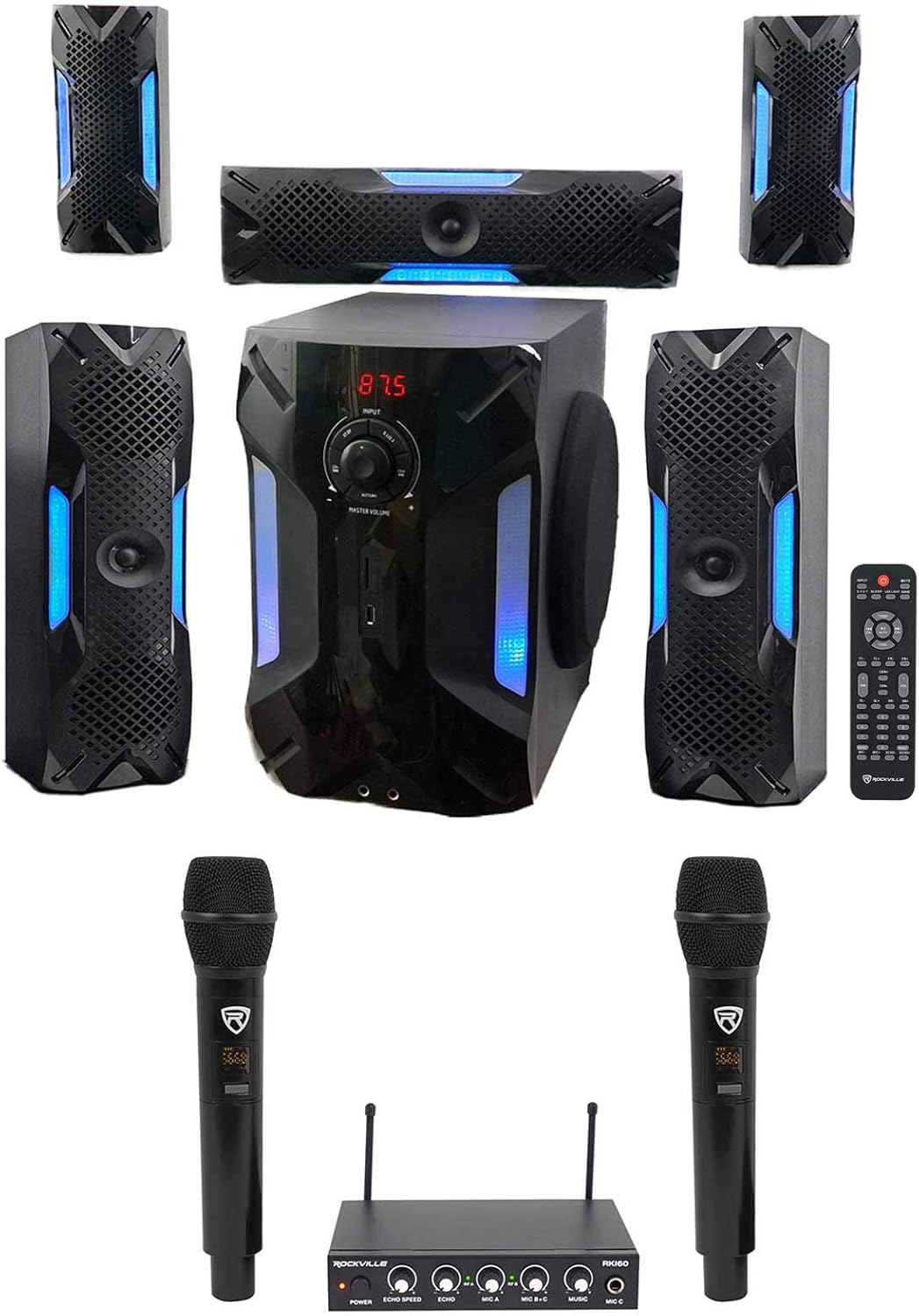 Rockville Hybrid Home Theater Karaoke Machine System w/8