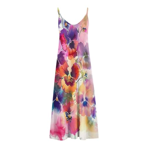 Maxi Dresses for Women 2024 Vacation Floral Graphic Sundress Casual Sleeveless Tank Dress Retro Flowy Beach Dress