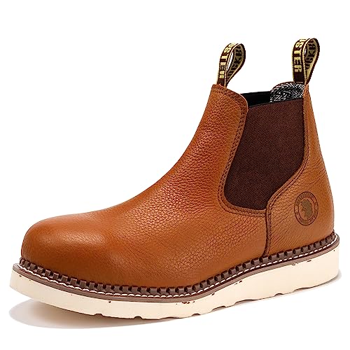 ROCKROOSTER Trinidad Steel Toe Chelsea Boots Men, 6