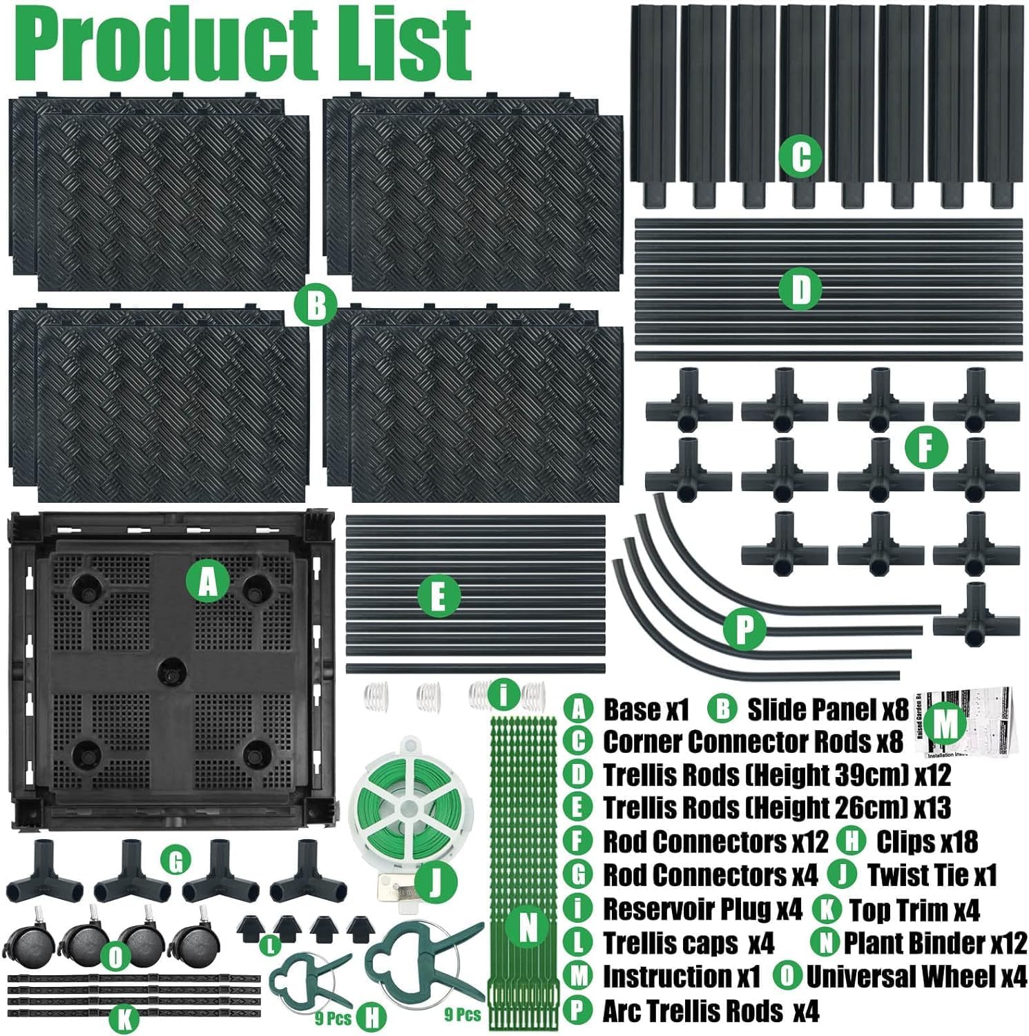 Large Arc Top Raised Garden Bed Planter Boxes with Trellis, 65