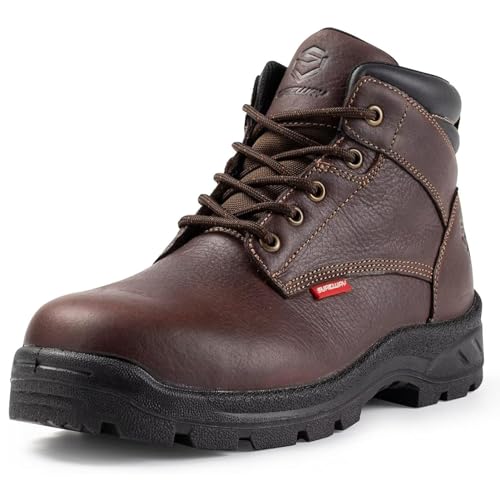 SUREWAY Mens Waterproof Soft/Steel Toe Work Boots/Shoes for Men,Full-Grain Leather,Oil/Slip Resistant,Lightweight,Anti-Fatigue for Standing/Walking All Day Long