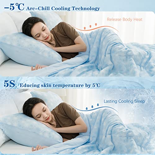 OIGAE Cooling Comforter King Size, Q-Max>0.5 Japanese Arc-Chill Cooling Blanket with Double Sided Cold Effect, Lightweight Summer Cooling Blankets for Hot Sleepers and Night Sweats - Gray 108