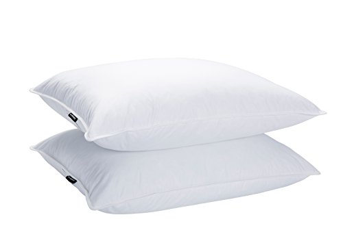 Goose Feather Down Bed Pillows (2 Packs)- King(20IN×36IN), High Fill Weight, Double-Layer Downproof Fabric Design, Goose Down Filling, 600 Thread Count,100% Cotton Cover, White
