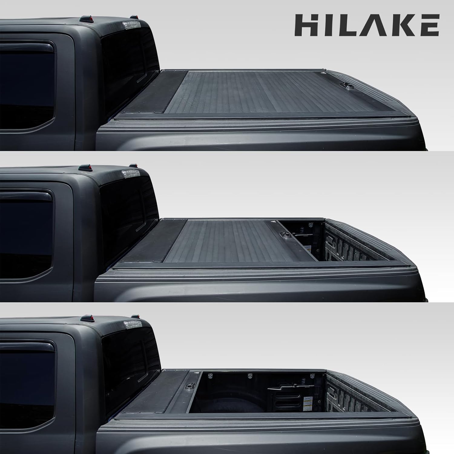 Retractable Roll-up Hard Truck Bed Tonneau Cover Fits 2004-2023 Ford F150 5.5 ft Truck Bed Matte Black Aluminum Waterproof