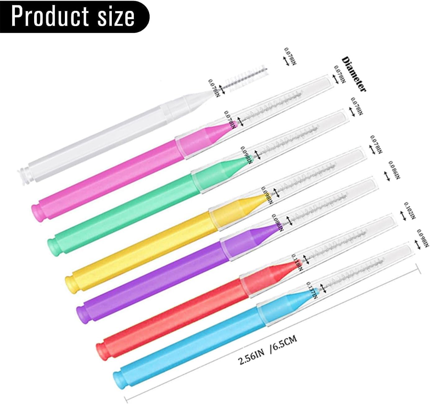 Interdental Brushes 70 Count, Gum Brushes Go Between Tight with Soft Bristles, Flossing Toothpicks Braces Cleaner Brush Tooth Cleaning Tool