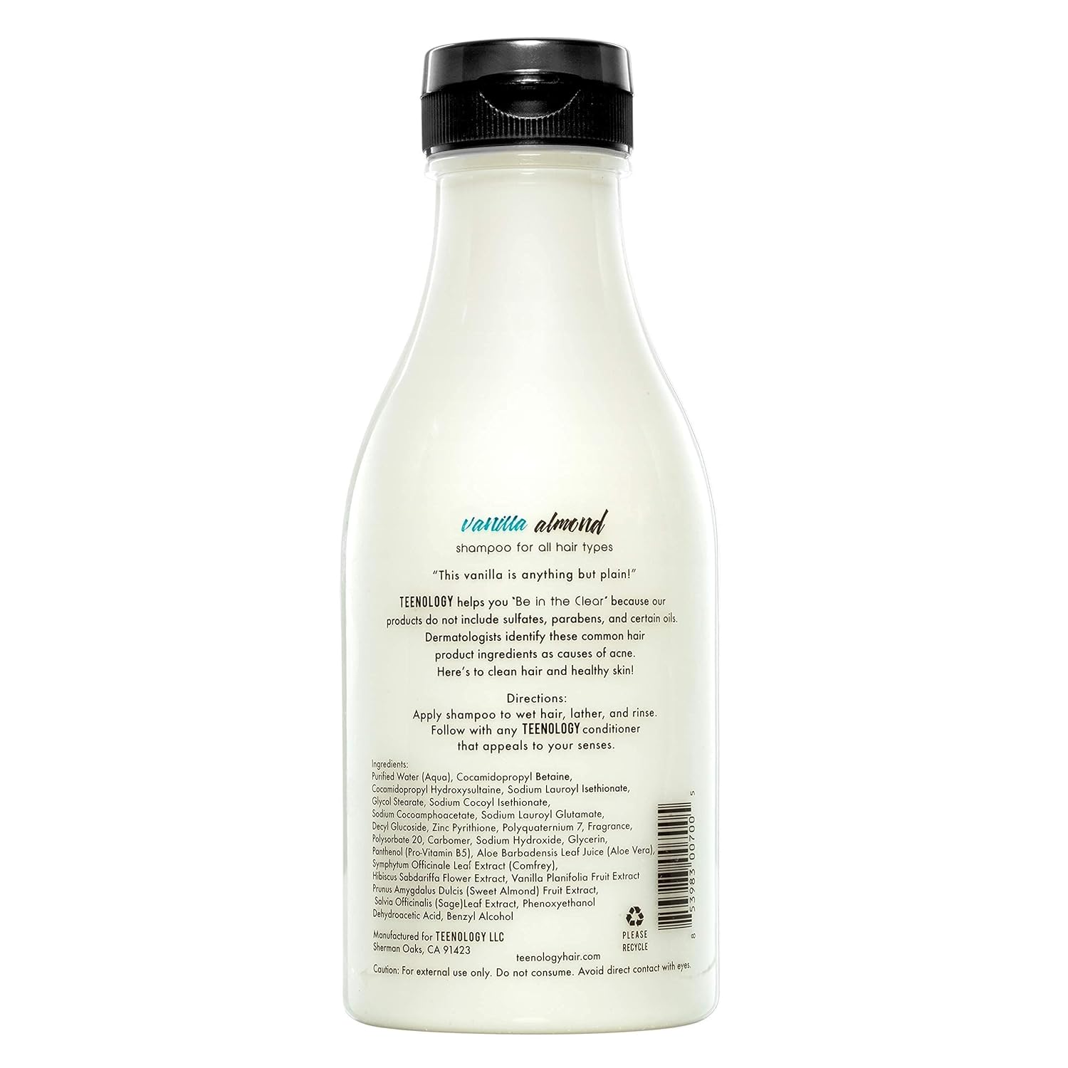 TEENOLOGY Shampoo and Conditioner Bundle (Save 5%) - Helps with Acne and Breakouts - Sulfate and Paraben Free, Noncomedogenic, Natural Botanical Extracts, Vanilla Almond - 16 oz.