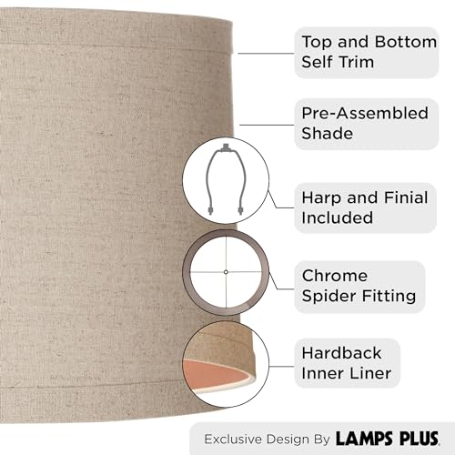 Natural Linen Medium Drum Lamp Shade 15
