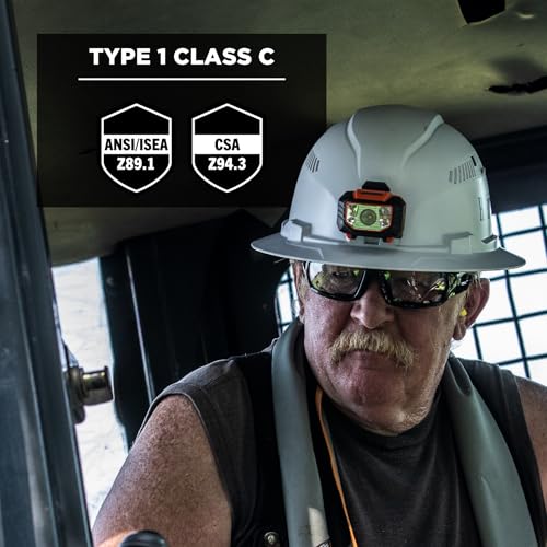 Vented Hard Hat , Full Brim Style, Ratchet Suspension, Class C, Ergodyne Skullerz 8973,White