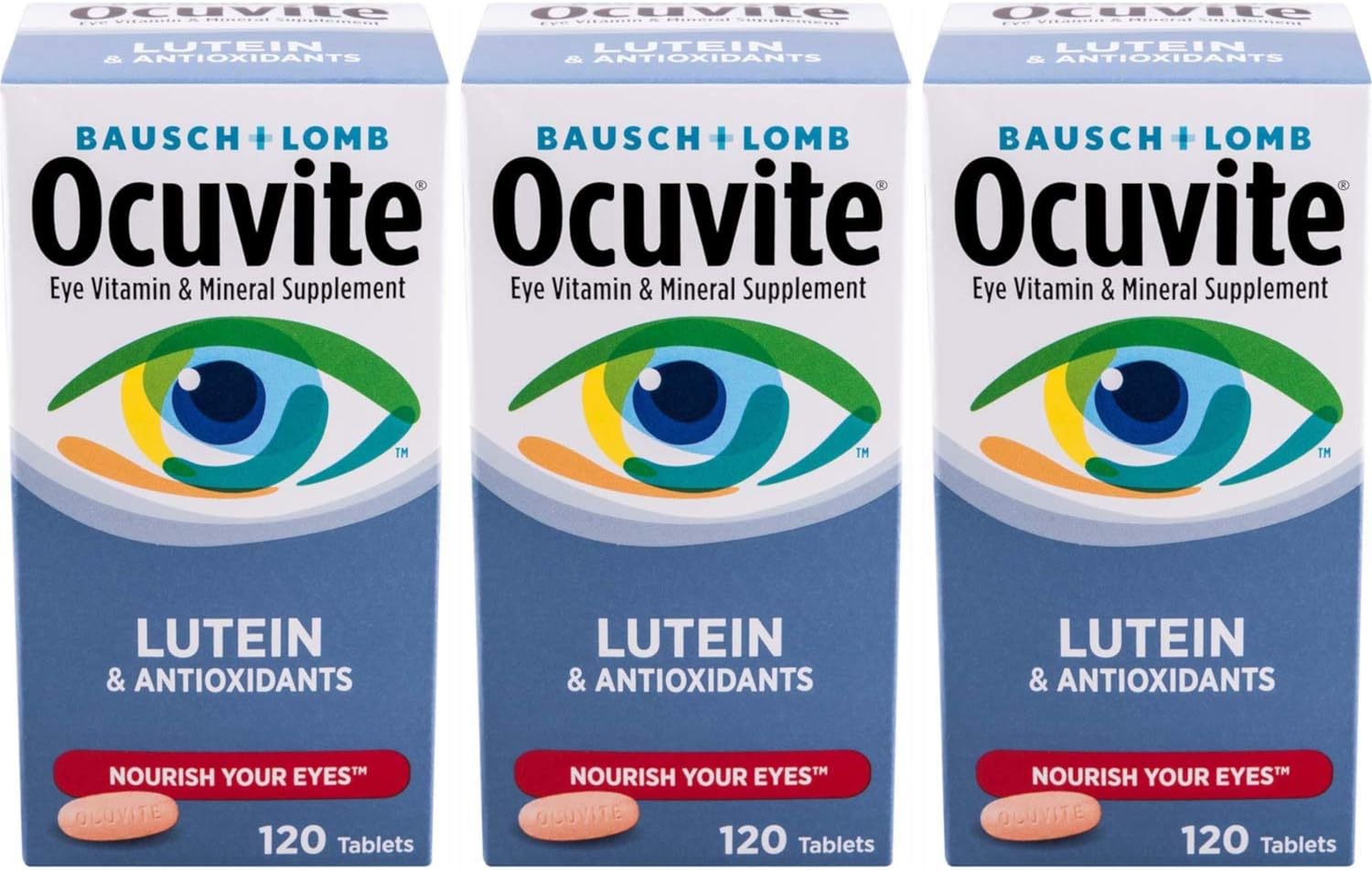 Ocuvite Nutrition For Eyes, Tabs By Bausch and Lomb 120'S ( pack of 3)