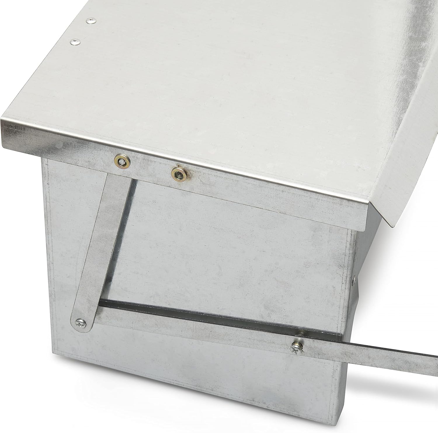 Automatic Chicken Feeder Treadle - Self-Opening Galvanized Steel Trough - Sturdy Weatherproof Poultry Feeders - Holds up to 11 lb of Feed - includes Grain Scoop