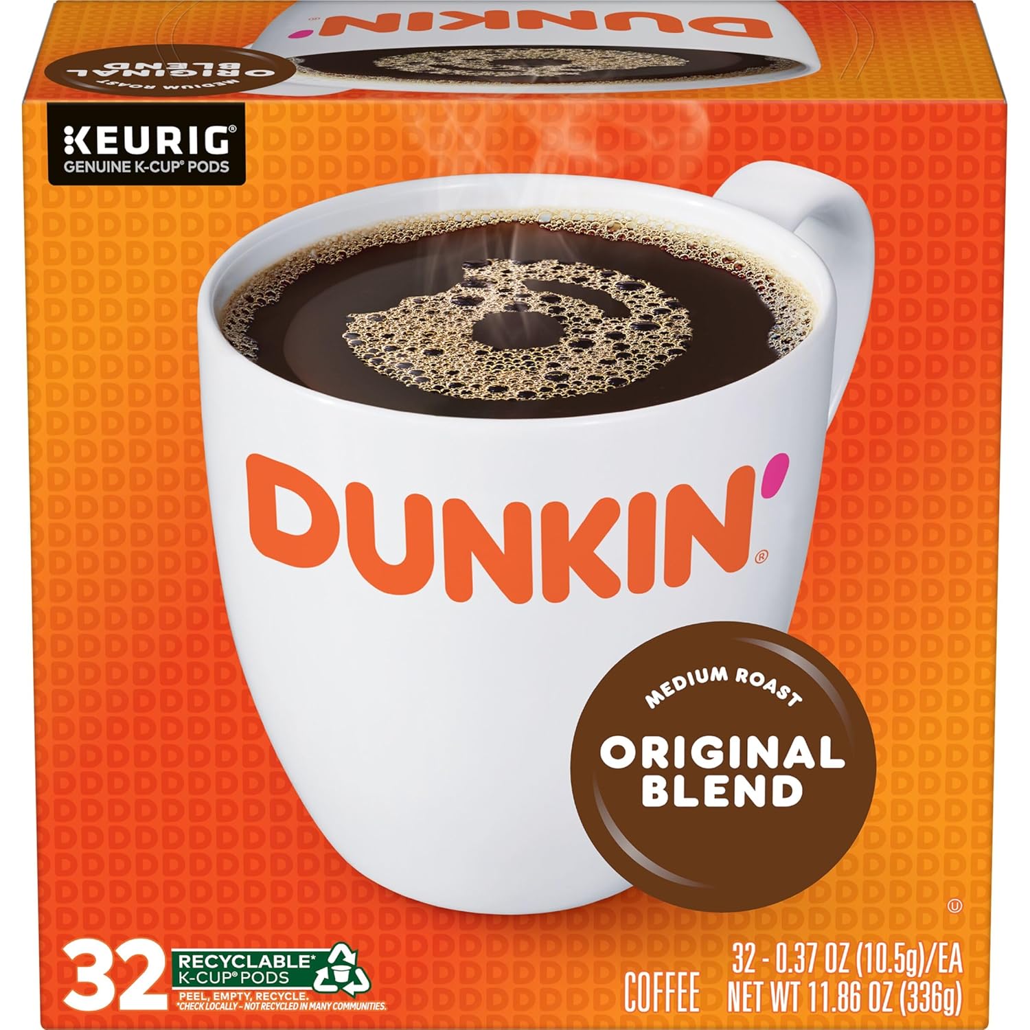 Dunkin' Original Blend Medium Roast Coffee, 32 Keurig K-Cup Pods