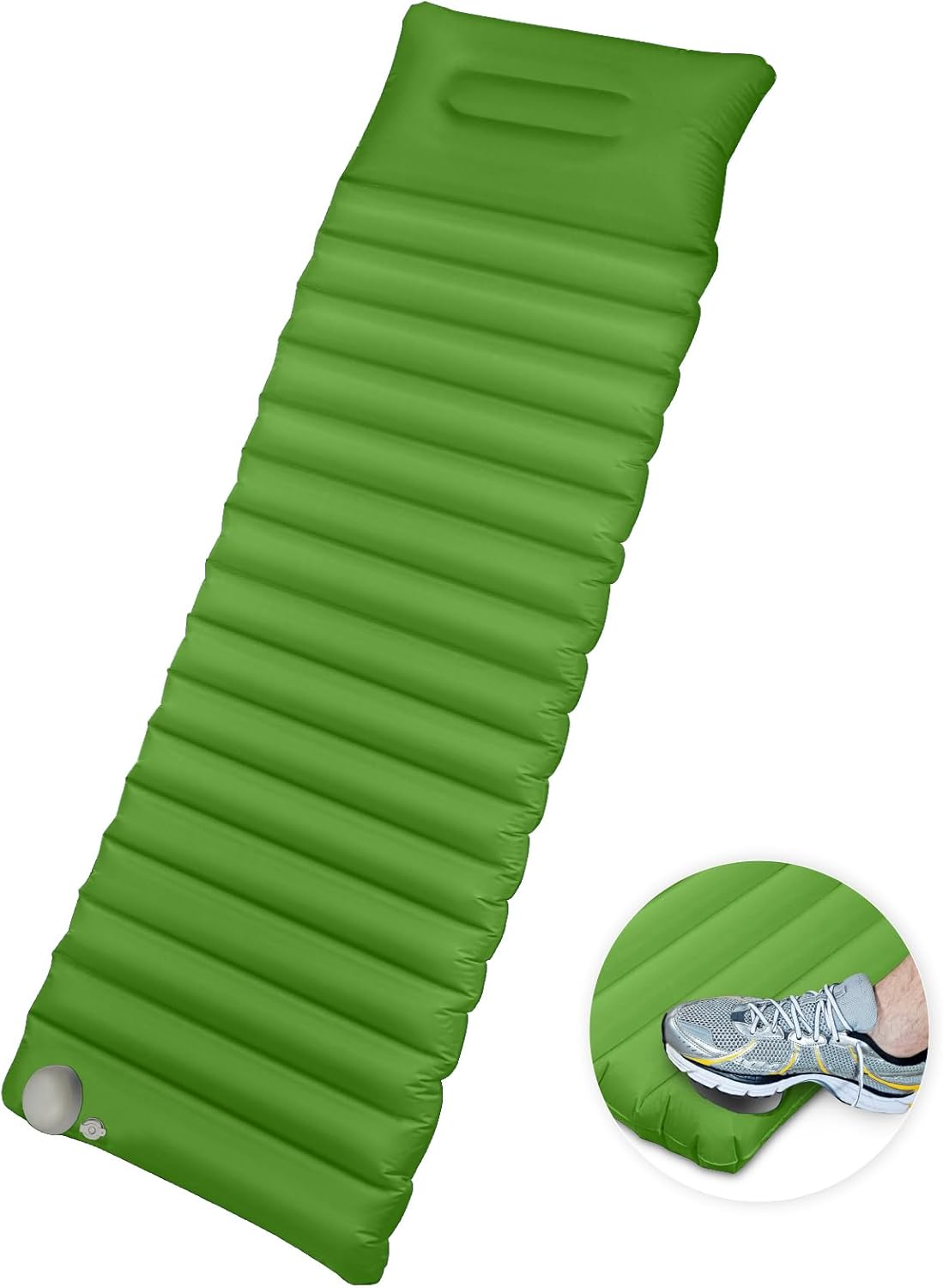 JOSEN Sleeping Pad for Camping, 78''X26'' Camping Mattress, Ultralight 1.9lb Inflatable Sleeping Mat with Pillow, Built-in Pump, Compact Air Mattress for Backpacking Hiking Tent - Green