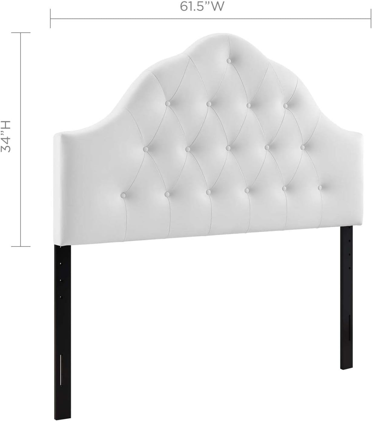 Modway Sovereign Tufted Button Faux Leather Upholstered Queen Headboard in White