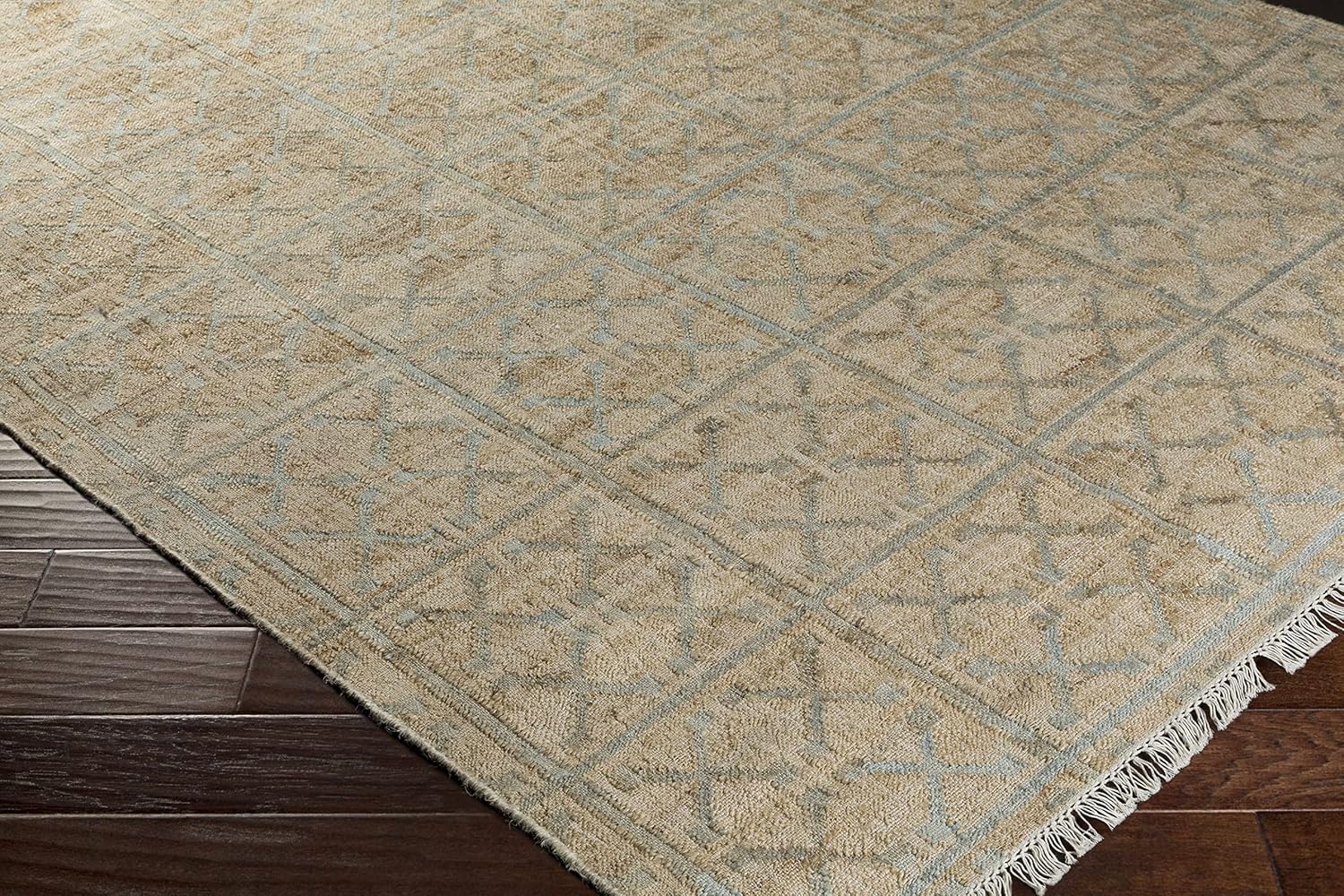 Hauteloom Rice Dusty Sage Jute Living Room, Bedroom Area Rug - Natural Fiber - Beige, Green - 5' x 7'6