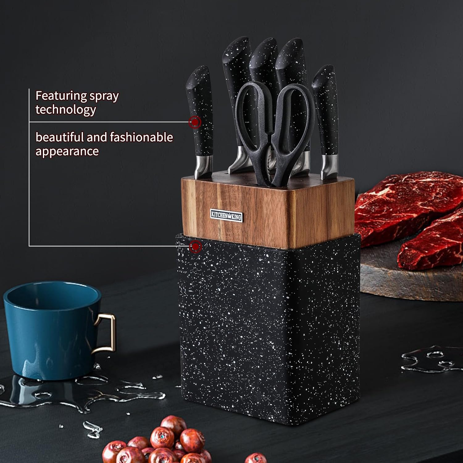 Kitchen Knife Sets,7 Pieces small knife set with block,A beautifully designed gift knife block set,stainless steel knife set with block that combines sharpness and lightness.Kitchen knives.