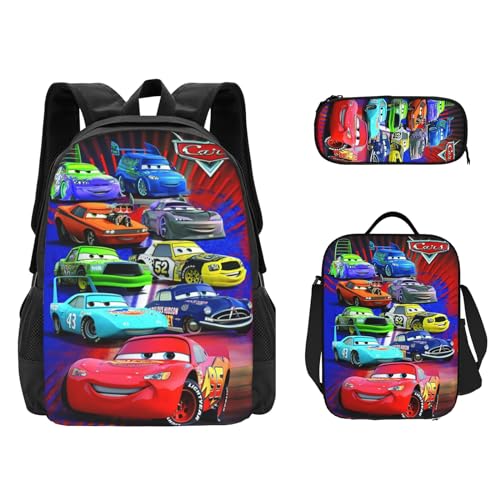 Car Light.ning M.cqueen Backpack Cute School Backpack Cartoon Back Pack School Book Bag Lightweight Schoolbag With Lunch Bag Box And Pencil Case For Boys Girls Gifts