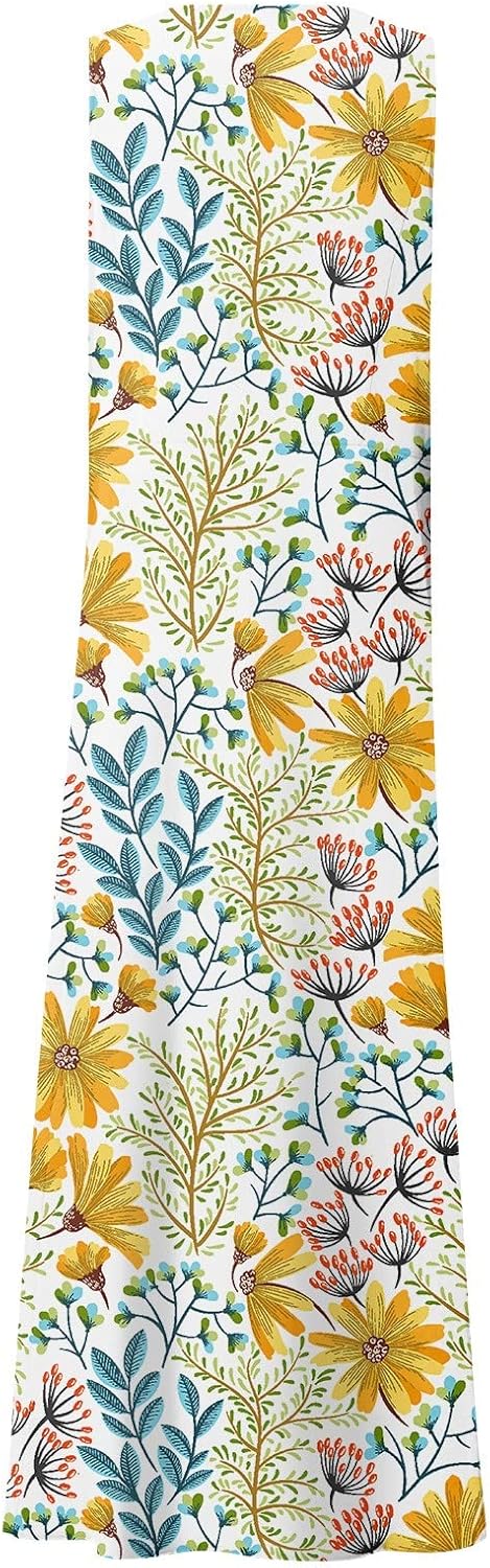 Womens Summer Dresses Summer Beach Cover Ups Flowy Sleeveless Maxi Sun Dresses for Women Casual Loose Dresses with Pocket