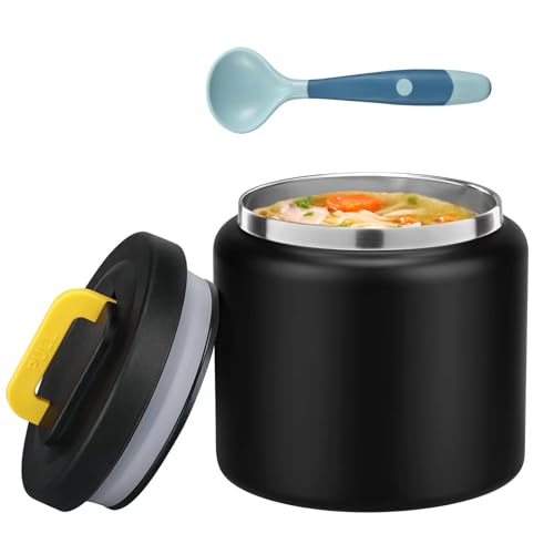 MAISON HUIS 13.5oz Soup Thermo Wide Mouth Vacuum Insulated Thermo Food Jar, Leak Proof Stainless Steel Food Thermo for Hot&Cold Food Kids Food Lunch Soup Container for School Travel Pink