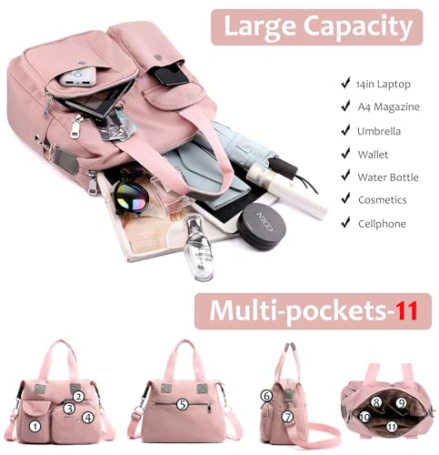 Women Utility Tote Bag Teacher Purses and Handbags for Nurse Waterproof Nylon Multi Pocket Shoulder Bag Work Tote Bag