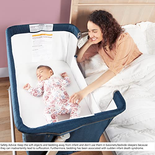 Waves 3-in-1 Baby Bassinet, Bedside Sleeper and -Playard, Seven Adjustable Height Position, Lightweight and Portable Bedside Bassinet, JPMA Certified