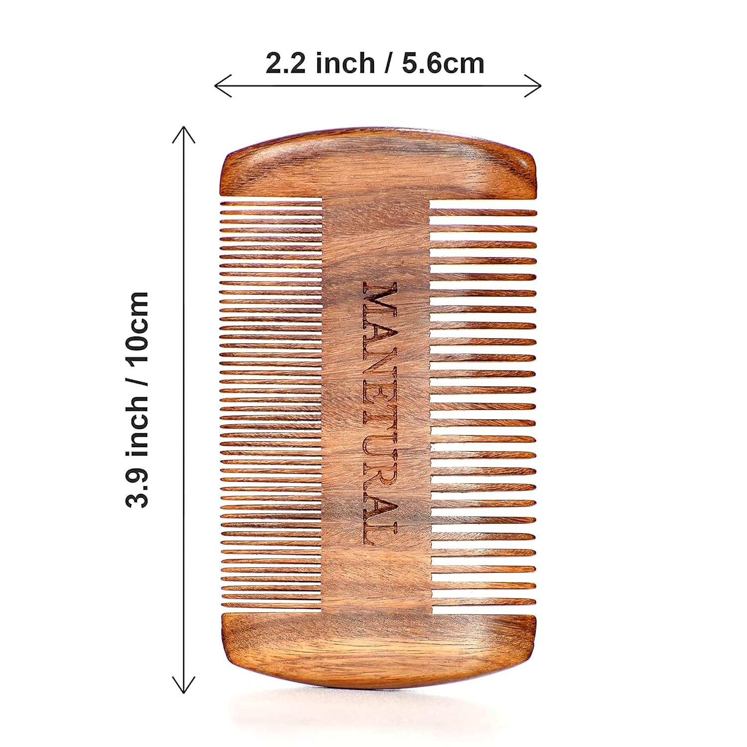 Premium Double-Tooth Sandalwood Pocket Comb Dual-Action Wooden Comb for Men with Fine & Wide Teeth, Mustache Comb, and Protective PU Leather Case
