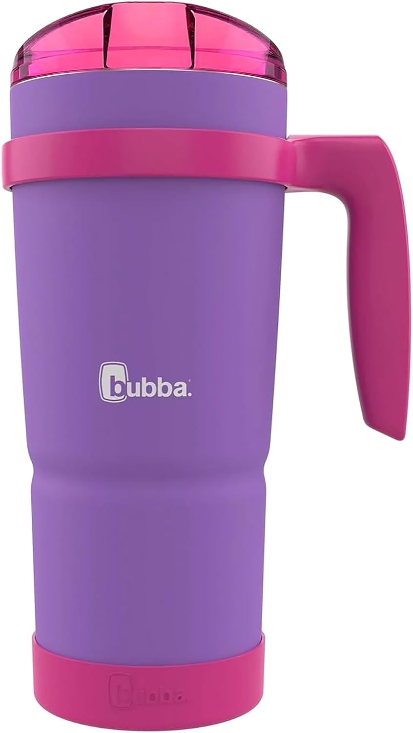 Bubba Envy S Vacuum-Insulated Stainless Steel Tumbler with Lid, 32 oz – Removable Bumper and Handle – Sweat Resistant and BPA-Free - Ideal for Work, Travel or Poolside - Juicy Grape