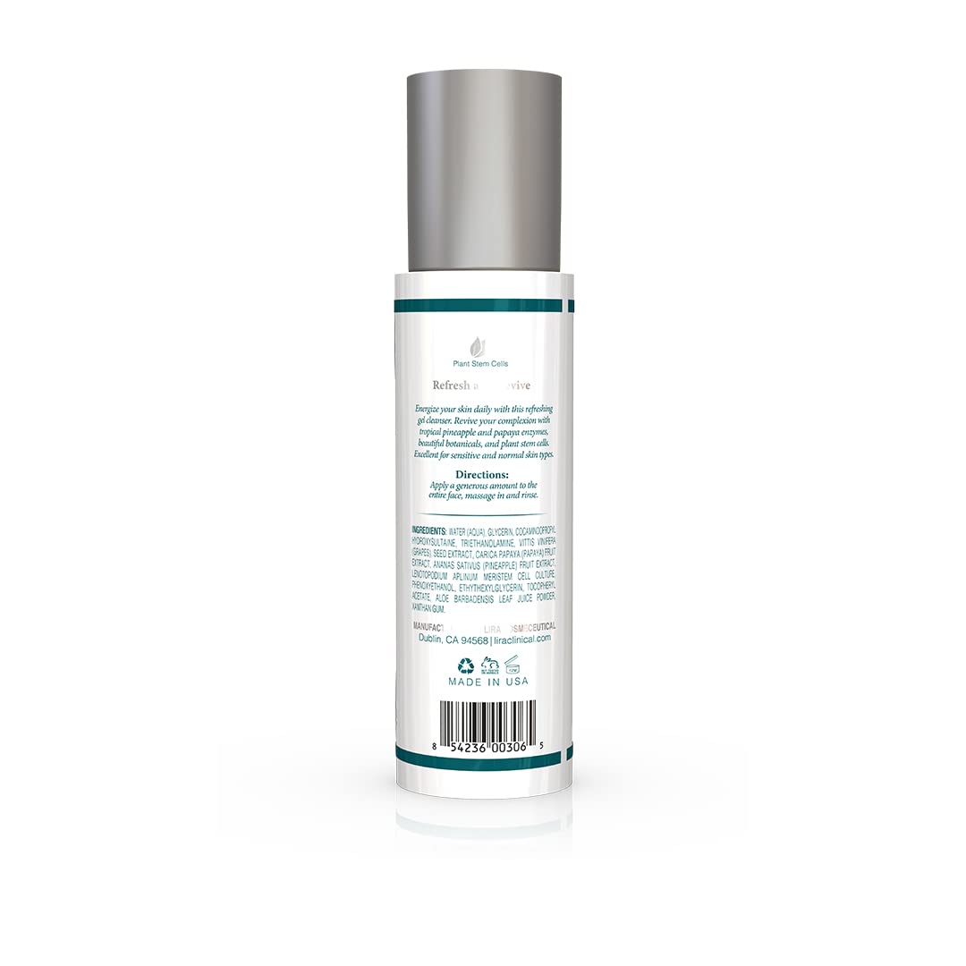 Lira Clinical Bio Enzyme Face Cleanser - 6 oz - Brightening and Anti Aging Face Wash with Plant Stem Cells