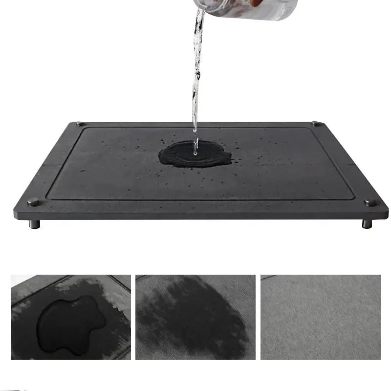 Stone Dish Drying Mat for Kitchen Counter -Quick Dry Stone Dish Drying Mat -Dish Drying Stone Mat for Kitchen Counter -Fast Drying Mat for Kitchen -Viral Stone Drying Mat (White Marble)