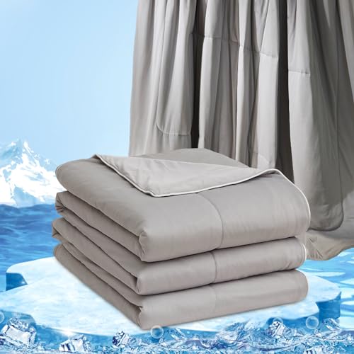 ENJOHOS Cooling Comforter King Size Oversized, Q-Max 0.45 Double Side Cold Blanket for Hot Sleepers Night Sweats, Cool Ice Silk Summer Comforter, Breathable Smooth Cool Comforter Bedding Green