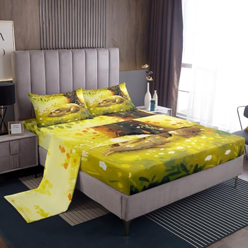 Erosebridal Chic Butterfly Bedding Twin Size for Girls Women Gold Wildlife Bed Sheets Set, Groovy Party Old Fashion Sheet Set Mandala Floral Sheets, Ethnic Tribal Pattern Top Sheet