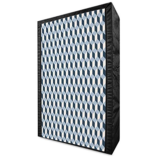Ambesonne Retro Portable Fabric Wardrobe, 3D Style Cubes Squares Pattern Geometric Old Fashioned Abstract Futuristic, Clothing Organizer and Storage Closet with Shelves, 42.5